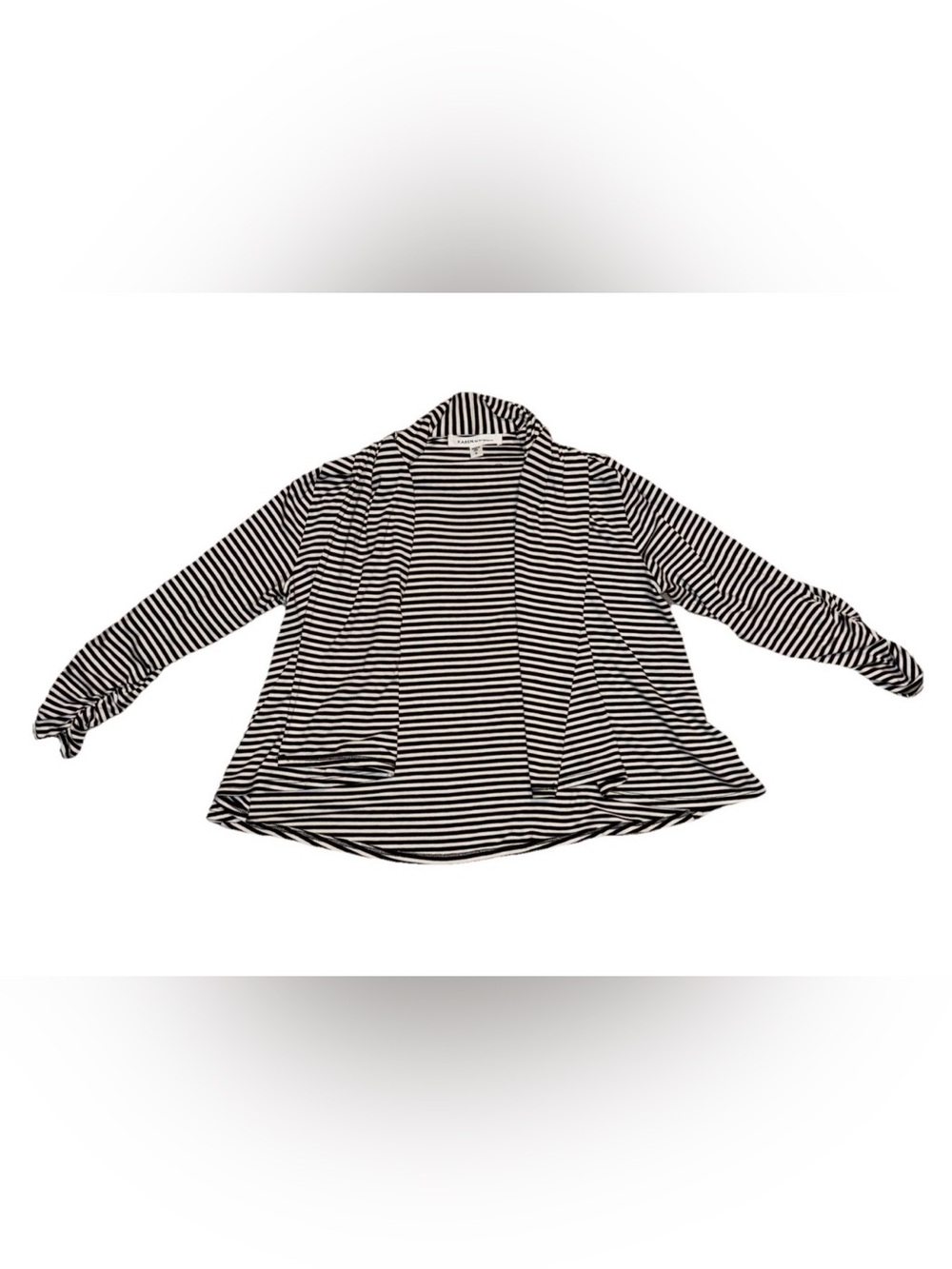 Karen Kane Women’s small Black And White Striped Cardigan Waterfall Front NWOT
